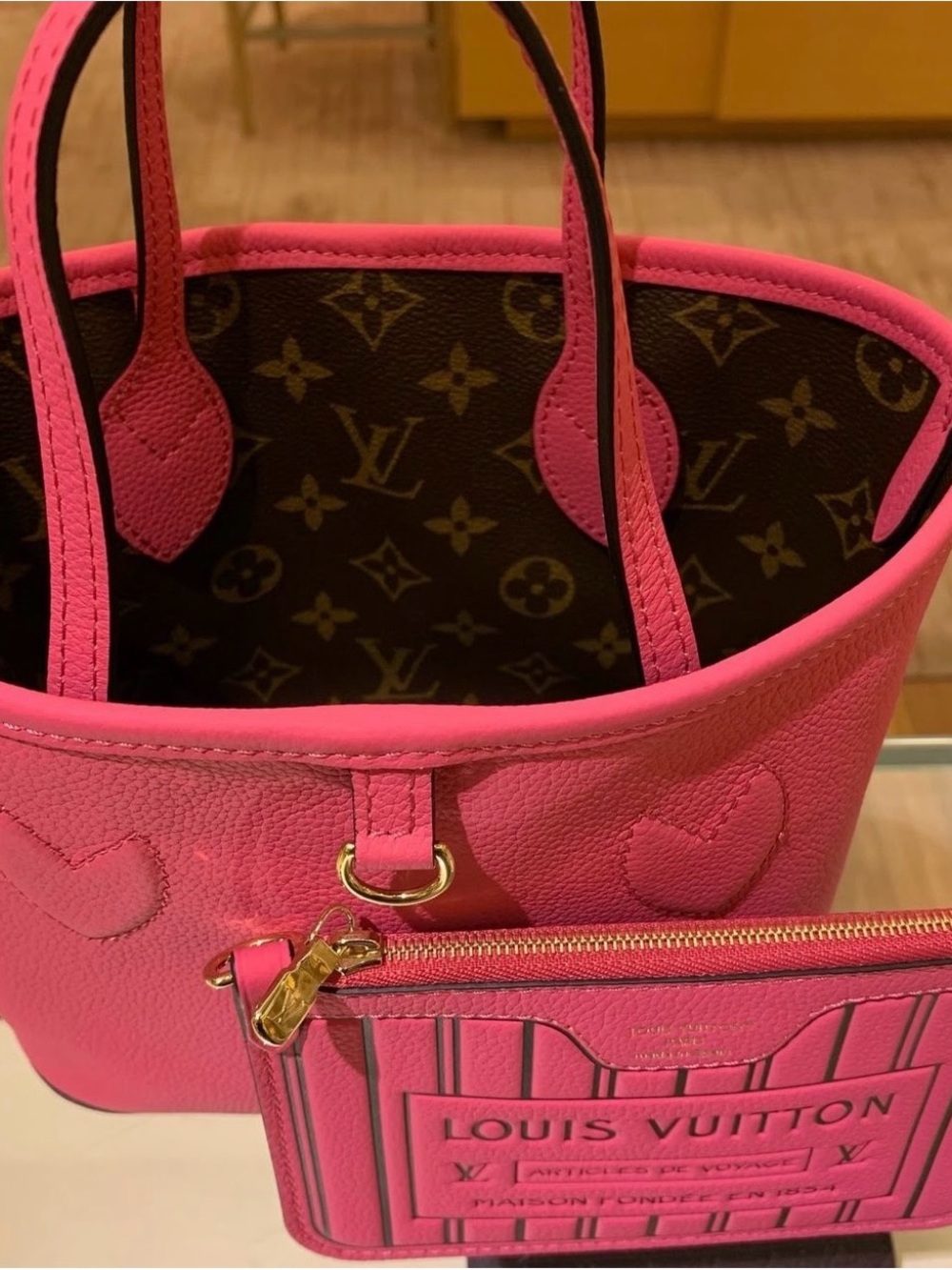 Louis Vuitton Hot Pink Monogram Tote with Matching Pouch
